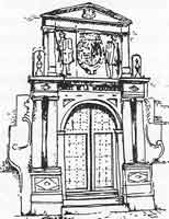 Portada principal de la crcel de la santa hermandad vieja en la calle Dorada. actual edificio  de hacienda.