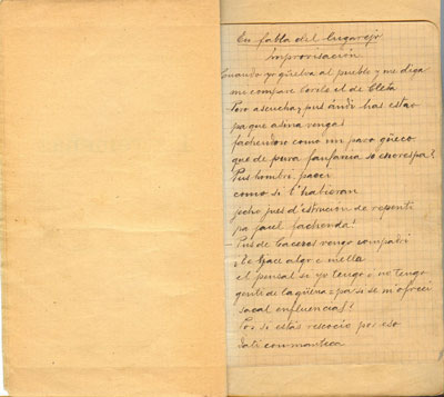 Manuscrito original de una poesia del literato español  José María Gabriel y Galán, obsequio al padre de Eduardo Matos