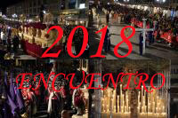 Encuentro en la Plaza Mayor entre el Cristo de Medinaceli y Nuestra Señora de la Esperanza del año 2018