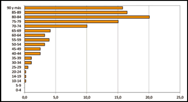 Defunciones (%) según grupos de edad. Ciudad Real. 2006