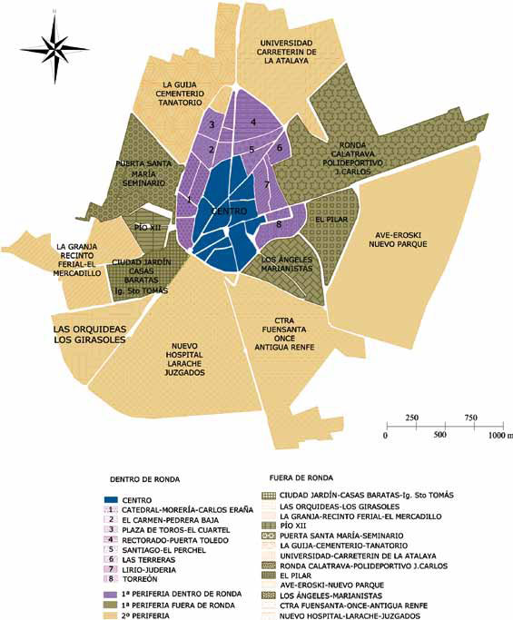 División en distritos y secciones de Ciudad Real  en el 2008