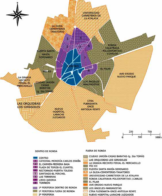 Nuestra propuesta de zonas urbanas en Ciudad Real. 2008