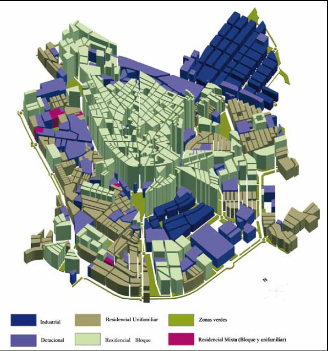 Distribución de los edificios de Ciudad Real, por tipología de suelo, según los valores del número medio de plantas de cada manzana. 2008